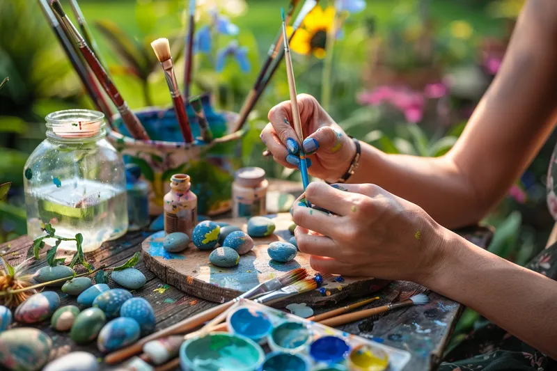 como pintar grava para jardin