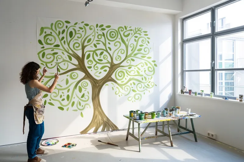 como pintar un arbol en la pared