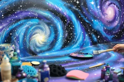 como pintar una pared de galaxia